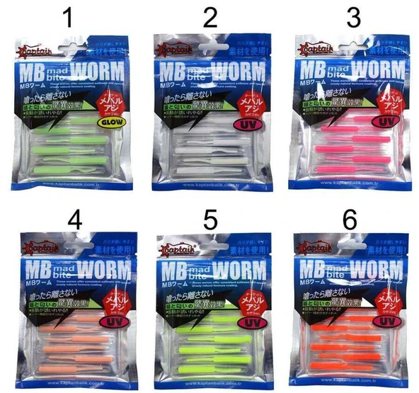 Captain 3520 Mini Worm Floating 5 cm Aromalı LRF Silikon Yem 10lu  04 ürün görseli 1