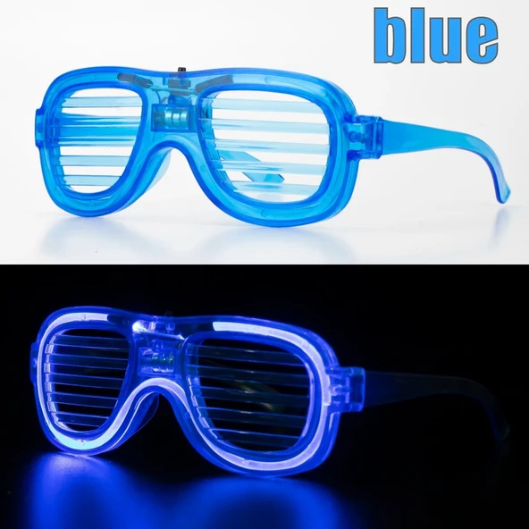Mavi Led Işıklı Parti Gözlüğü - Neon Glow Şerit Gözlük 3 Modlu ürün görseli 1
