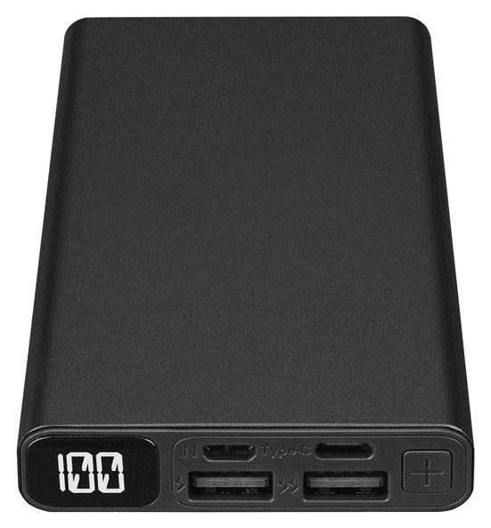S-LINK IP-K27 Powerbank LCD 10000mAh 2x USB + Type-C Metal Kasa Siyah LCD Ekranlı Taşınabilir Güç İstasyonu ürün görseli 1