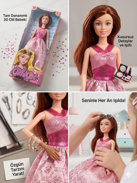 Pembe Elbiseli Model Bebek 30 Cm Model Oyuncak Bebek Model Bebek ürün görseli 1