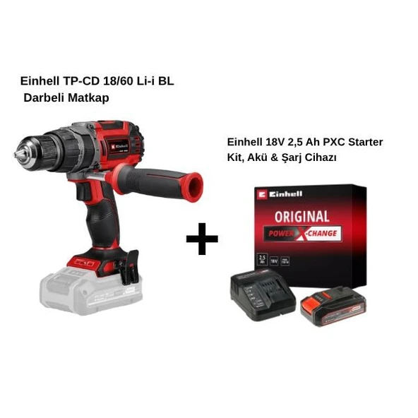 Einhell TP-CD 18/60 Li-i BL Tek Akülü 2.5 Ah Darbeli Matkap ürün görseli 1