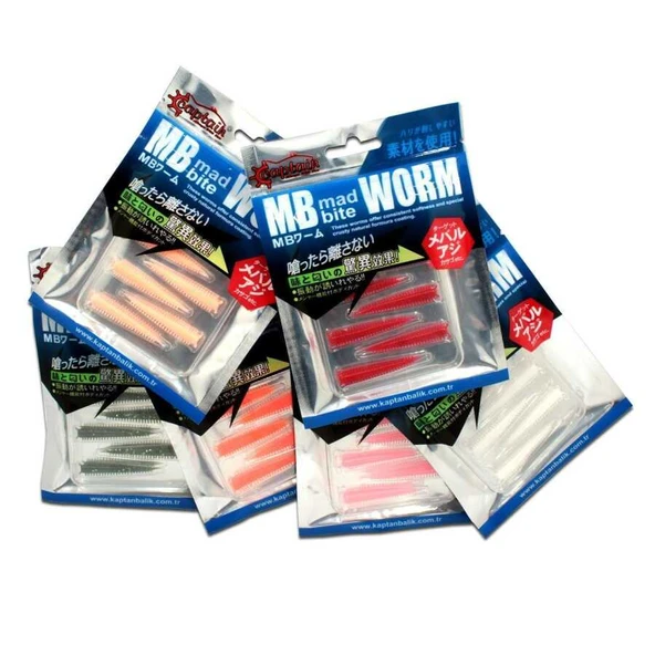 Captain 3518 Mad Bite Earth Worm 4 cm Aromalı LRF Silikon Yem 8li Set  007 ürün görseli 1