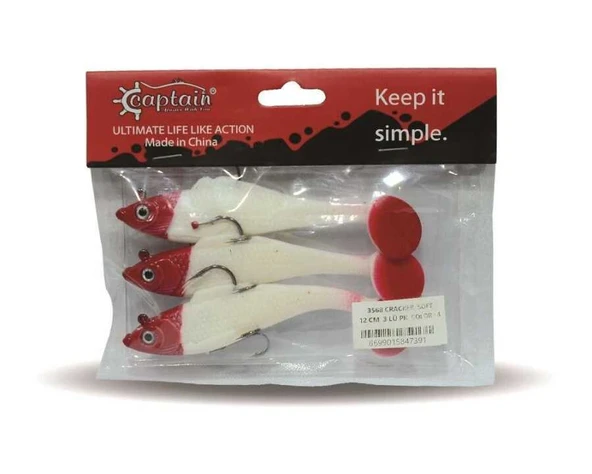 Captain 3568 Cracker Soft 12cm Levrek Turna Silikonu 3lü Set Suni Balık  4 ürün görseli 1