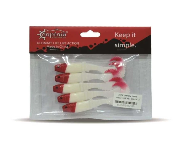 Captain 3571 Taifun Soft 10cm Levrek Silikonu 5li Paket Suni Yem  3 ürün görseli 1