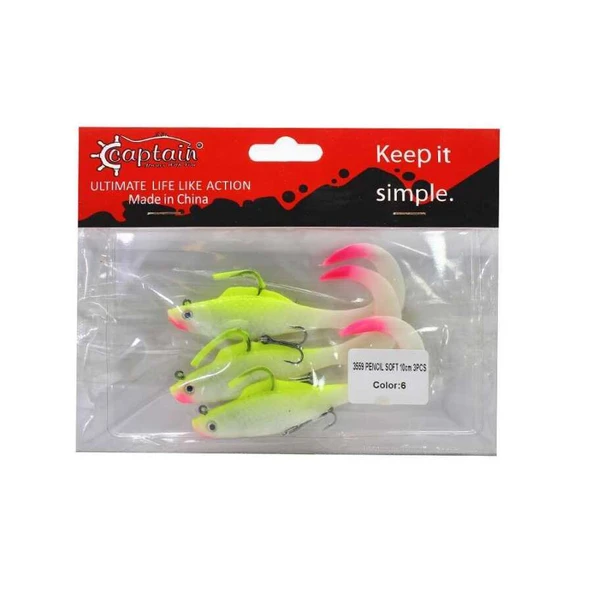 Captain 3559 Pencil Soft 10cm Levrek Silikonu 3lü Suni Balık  6 ürün görseli 1
