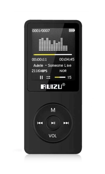 Ruizu X02 Ultra İnce MP3 Çalar 8GB FM Radyo Siyah ürün görseli 1