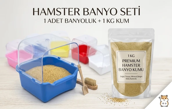 Hamster Banyo Kumu 1 Kg. ve Banyo Kabı Kemirgen Kumu Seti ürün görseli 1