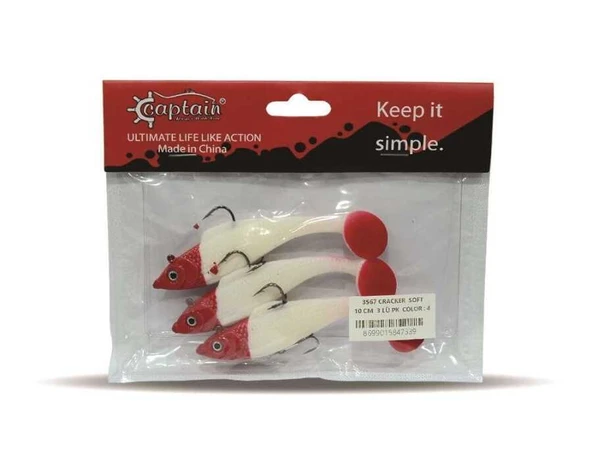 Captain 3567 Cracker Soft 10cm Levrek Turna Silikonu 3lü Set Suni Balık  4 ürün görseli 1