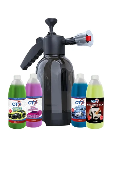 OTO55 Extra Cilalı , Mavi , Yeşil , Pembe Köpük Yanında Mumlu Cila ve 2 Litrelik Basınçlı Pompa ürün görseli 1