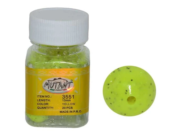 Mutant 3551 Walker Aromalı Silikon Boili 20li Kutu Suni Balık Yemi  SARı ürün görseli 1