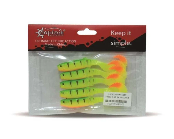 Captain 3571 Taifun Soft 10cm Levrek Silikonu 5li Paket Suni Yem  2 ürün görseli 1