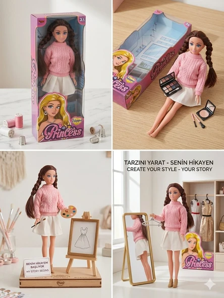 Kazaklı Örgü Saçlı Etekli Bebek 30 Cm Model Oyuncak Bebek Model Bebek ürün görseli 1