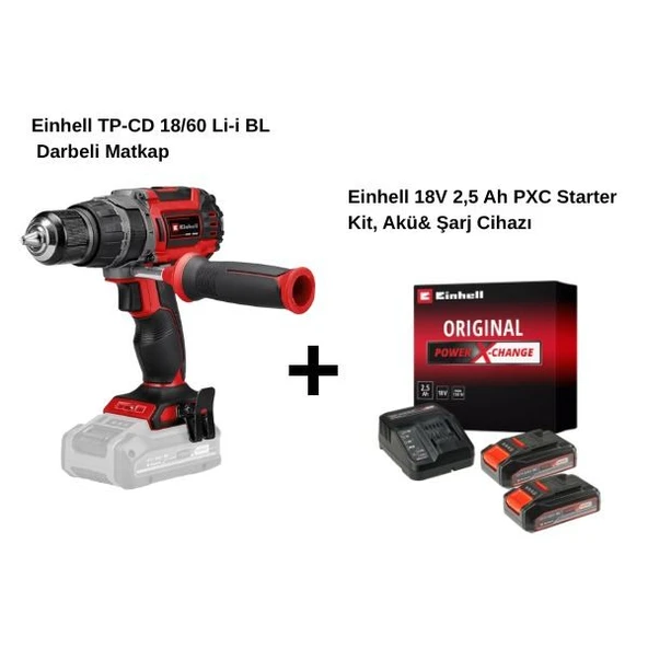 Einhell TP-CD 18/60 Li-i BL Çift Akülü 2.5 Ah Darbeli Matkap ürün görseli 1