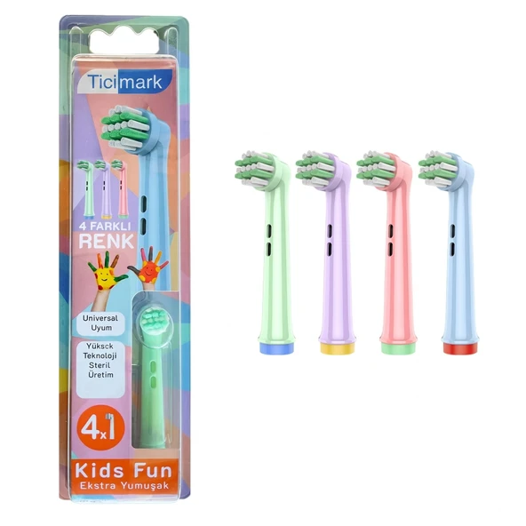 Kids Fun - Narin yumuşak Oral-B İle Uyumlu Diş Fırçası Başlığı - 4 Adet Yedek Başlık ürün görseli 1
