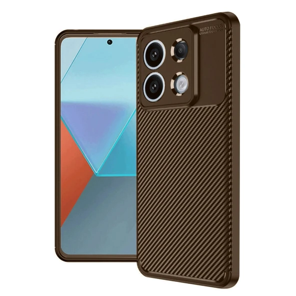 Xiaomi Redmi Note 13 Pro 4g Kılıf Auto Focus Karbon Kapak - Kahverengi ürün görseli 1