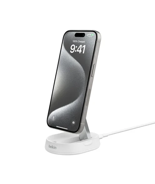 Belkin BoostCharge Pro Katlanabilir Kablosuz Şarj Standı Qi2 15W - Beyaz ürün görseli 1