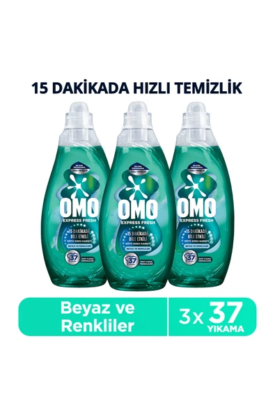 Omo Express Fresh Kötü Koku Karşıtı Beyaz ve Renkliler Sıvı Çamaşır Deterjanı 1480 ml x3 ürün görseli 1