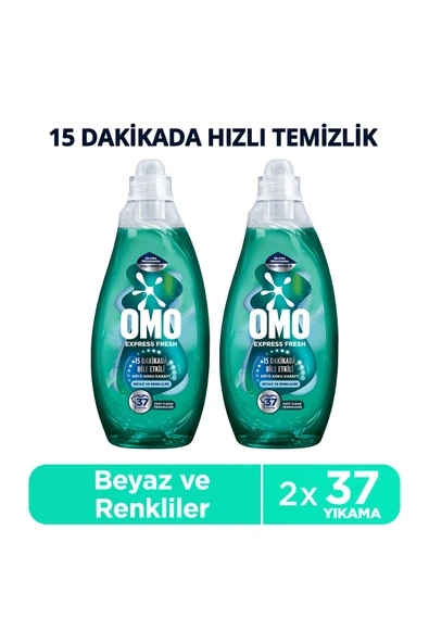 Omo Express Fresh Kötü Koku Karşıtı Beyaz ve Renkliler Sıvı Çamaşır Deterjanı 1480 ml x2 ürün görseli 1