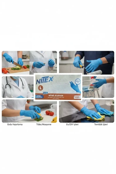 Nitril Eldiven Mavi Large 100'lü 1 Paket ürün görseli 1
