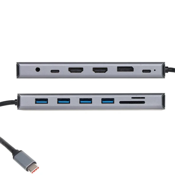Vcom CU4706 Type-C To HDMI-2+DP+USB3.0-3+TYPE C+USB2.0+RJ45+SD2.0+TF2.0+PD+DC 3.5mm 13 in 1 Çevirici ürün görseli 1