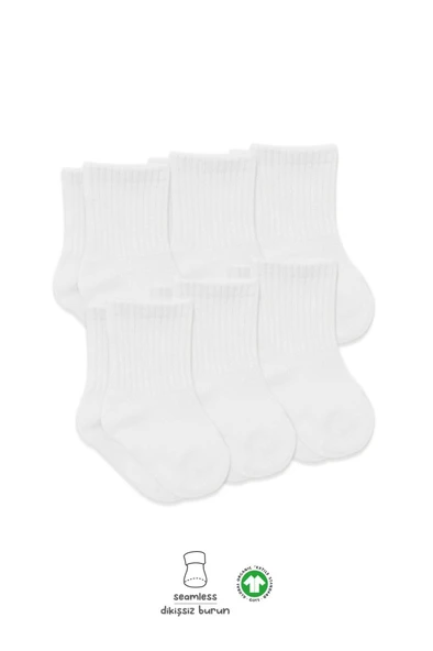 6'Lı Basic Penye Soket Çorap 10101 Beyaz - Resim 3