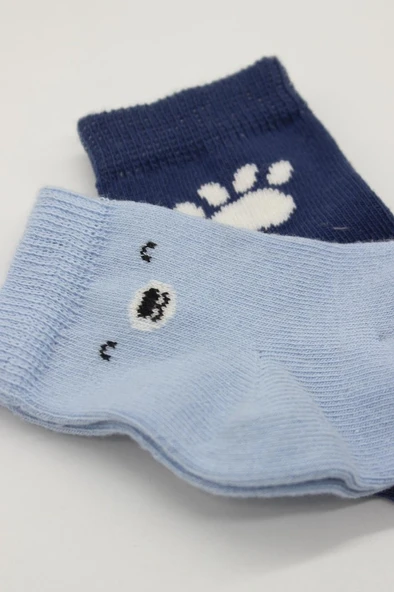 2'Li Bear Penye Soket Çorap 10116 Mavi - Resim 4