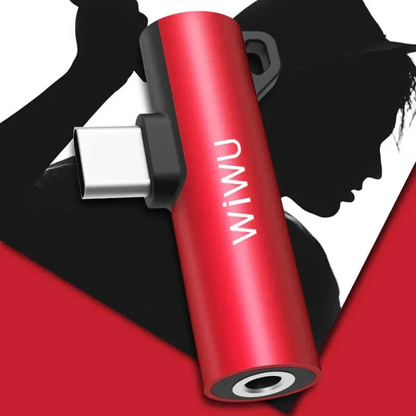 Wiwu ST05 Type-C Ses Adaptörü Kırmızı - Resim 2