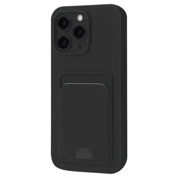Apple İphone 16 Pro Kılıf Kelvin Kartvizitli Silikon - Siyah ürün görseli 1
