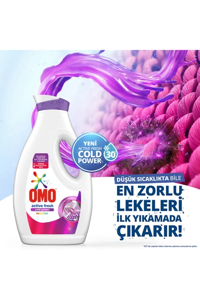 Omo Sıvı Deterjan Active Fresh Cold Power Renkliler 1690 ml X2 - Resim 3