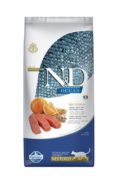 N&D Ocean Düşük Tahıllı Somonlu Kısırlaştırılmış Kedi Maması 10 Kg ürün görseli 1