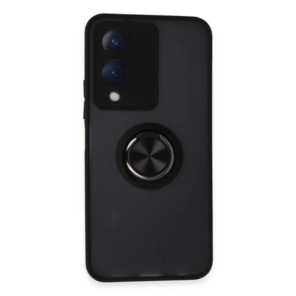 Vivo Y17s Kılıf Montreal Yüzüklü Silikon Kapak - Siyah ürün görseli 1