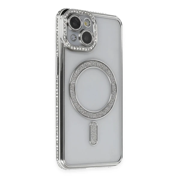 Apple İphone 13 Kılıf Joke Simli Magneticsafe Kılıf - Gümüş ürün görseli 1