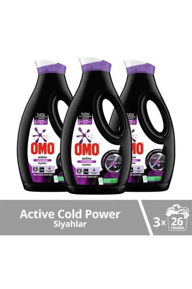 Omo Sıvı Active Cold Power Siyahlar Için Çamaşır Deterjanı 1690 ml X3 ürün görseli 1