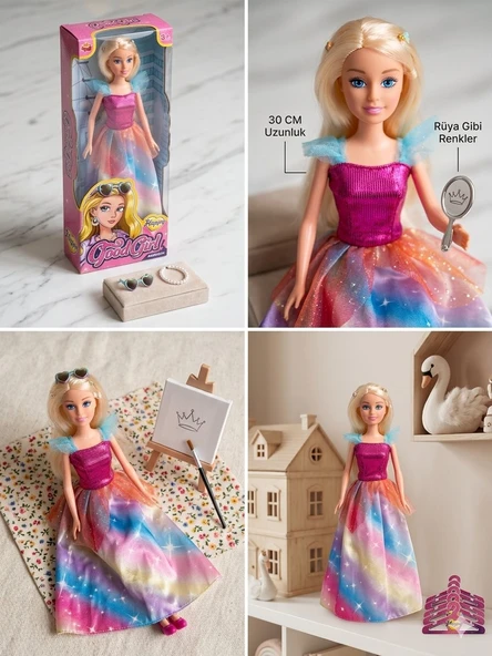 Renkli Elbiseli Sarı Saçlı Bebek 30 Cm Model Oyuncak Bebek Model Bebek ürün görseli 1