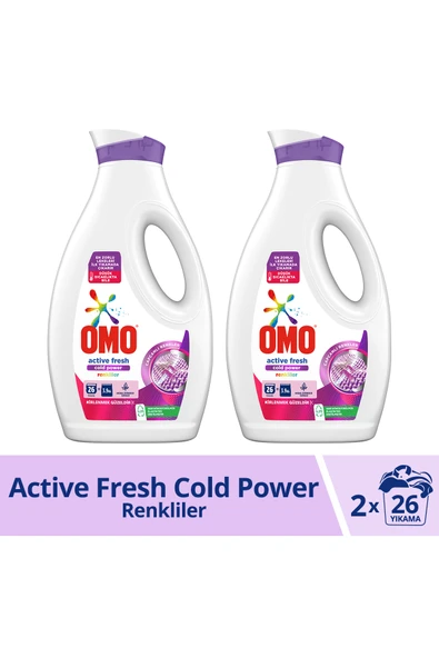 Omo Sıvı Deterjan Active Fresh Cold Power Renkliler 1690 ml X2 ürün görseli 1