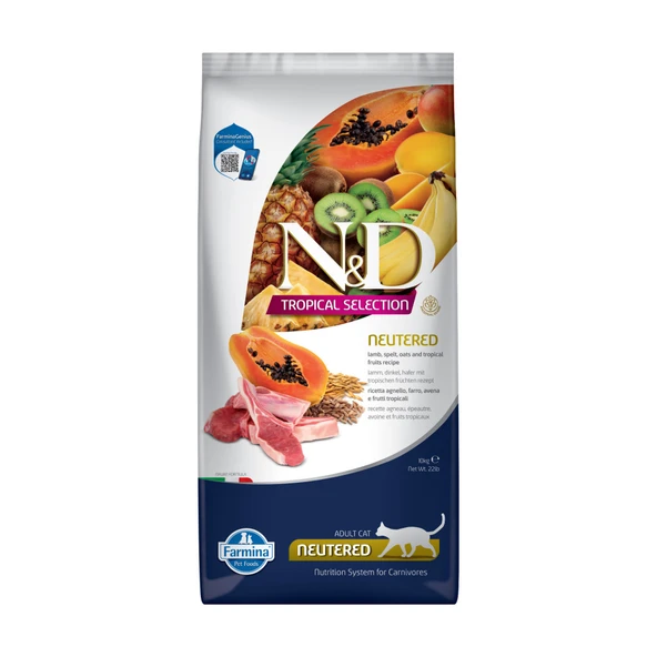 N&D Tropical Kuzu Etli Kısırlaştırılmış Kedi Maması 10 Kg ürün görseli 1
