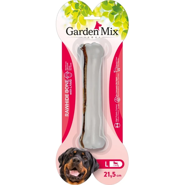 Garden Mix Kuzulu Deri Kemik Köpek Ödülü 21,5cm ürün görseli 1