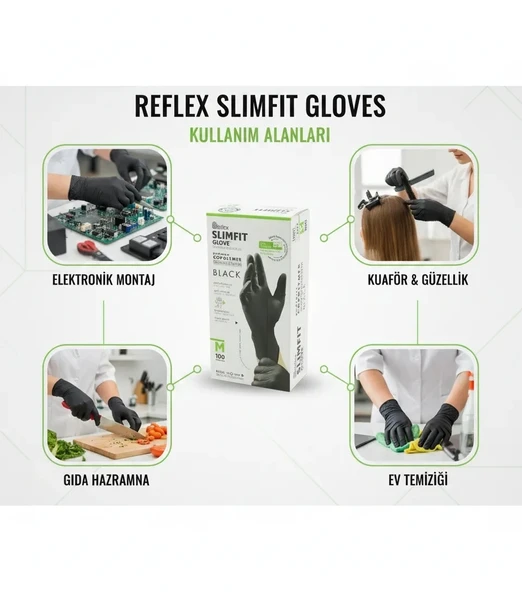 Reflex Slimfit Glove Eldiven Medium Siyah 100'lü 1 Paket ürün görseli 1
