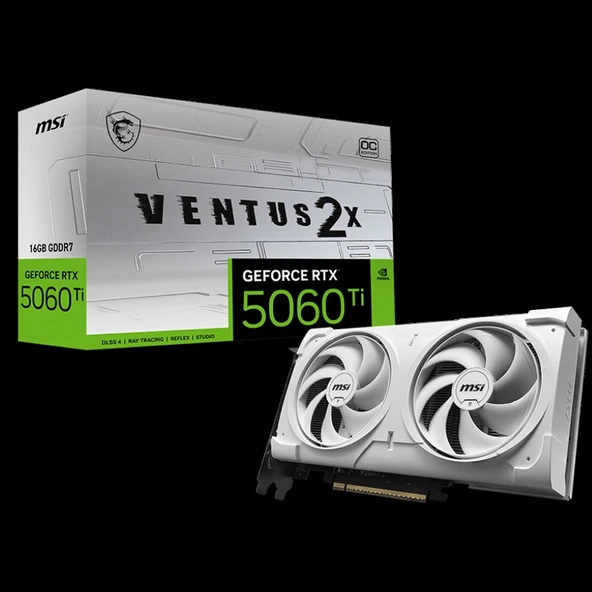 MSI VGA GEFORCE RTX 5060 TI 16G VENTUS 2X OC WHITE PLUS RTX5060TI 16GB GDDR7 128B DX12 PCIE 5.0 X16 (3XDP 1XHDMI) ürün görseli 1