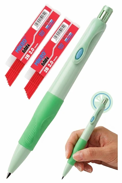 Açık Yeşil Kalın Uçlu Kalem 2.0 mm 1 Adet ve 2.0 Mm Kalın Uç Kırmızı 2 Adet VR22 Kalın Uçlu Mekanik Kalem ürün görseli 1