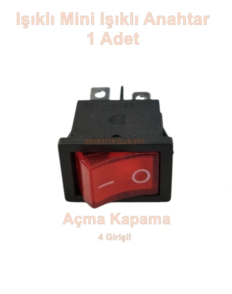 ENDER 0-1 Mini Geniş Işıklı Anahtar Kırmızı 4 Pinli ürün görseli 1