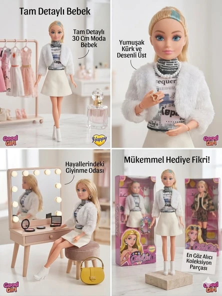 Beyaz Ceketli Beyaz Etekli Bebek 30 Cm Model Oyuncak Bebek Model Bebek ürün görseli 1
