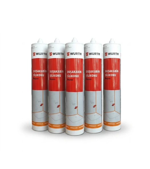 Würth Duşakabin Silikonu Beyaz Su Geçirmez Ve Sızdırmaz 310 Ml 5 Adet Beyaz ürün görseli 1