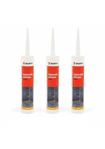 Würth Duşakabin Silikonu Şeffaf Su Geçirmez Ve Sızdırmaz 310 Ml 3 Adet Şeffaf ürün görseli 1