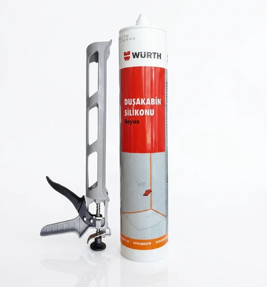 Würth Duşakabin Silikonu Beyaz Su Geçirmez Ve Sızdırmaz 310 Ml + Silikon Tabancası Beyaz ürün görseli 1
