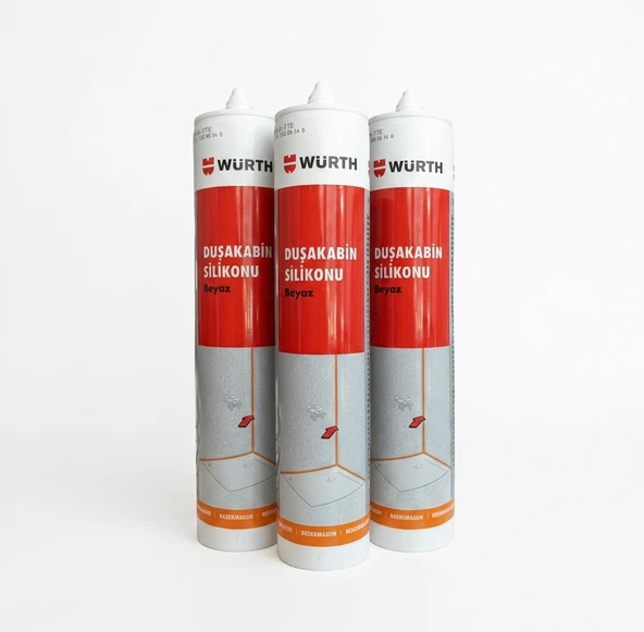 Würth Duşakabin Silikonu Beyaz Su Geçirmez Ve Sızdırmaz 310 Ml 3 Adet Beyaz ürün görseli 1