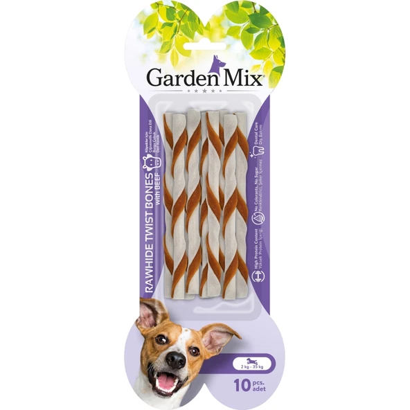 Garden Mix Dana Etli Burgu Çubuk Deri Kemik Köpek Ödülü (10'lu) ürün görseli 1