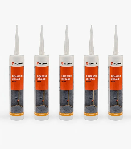 Würth Duşakabin Silikonu Şeffaf Su Geçirmez Ve Sızdırmaz 310 Ml 5 Adet Şeffaf ürün görseli 1