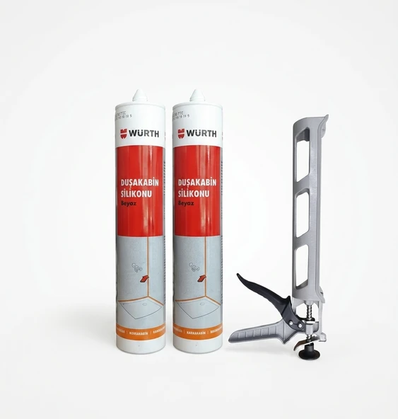 Würth Duşakabin Silikonu Beyaz Su Geçirmez Ve Sızdırmaz 310 Ml 2 Adet + Silikon Tabancası Beyaz ürün görseli 1