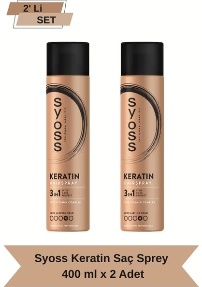 Syoss Keratin Sprey 400 ml X 2 Adet Uzun Süreli Tutuş Sağlayan Saç Bakım Spreyi ürün görseli 1